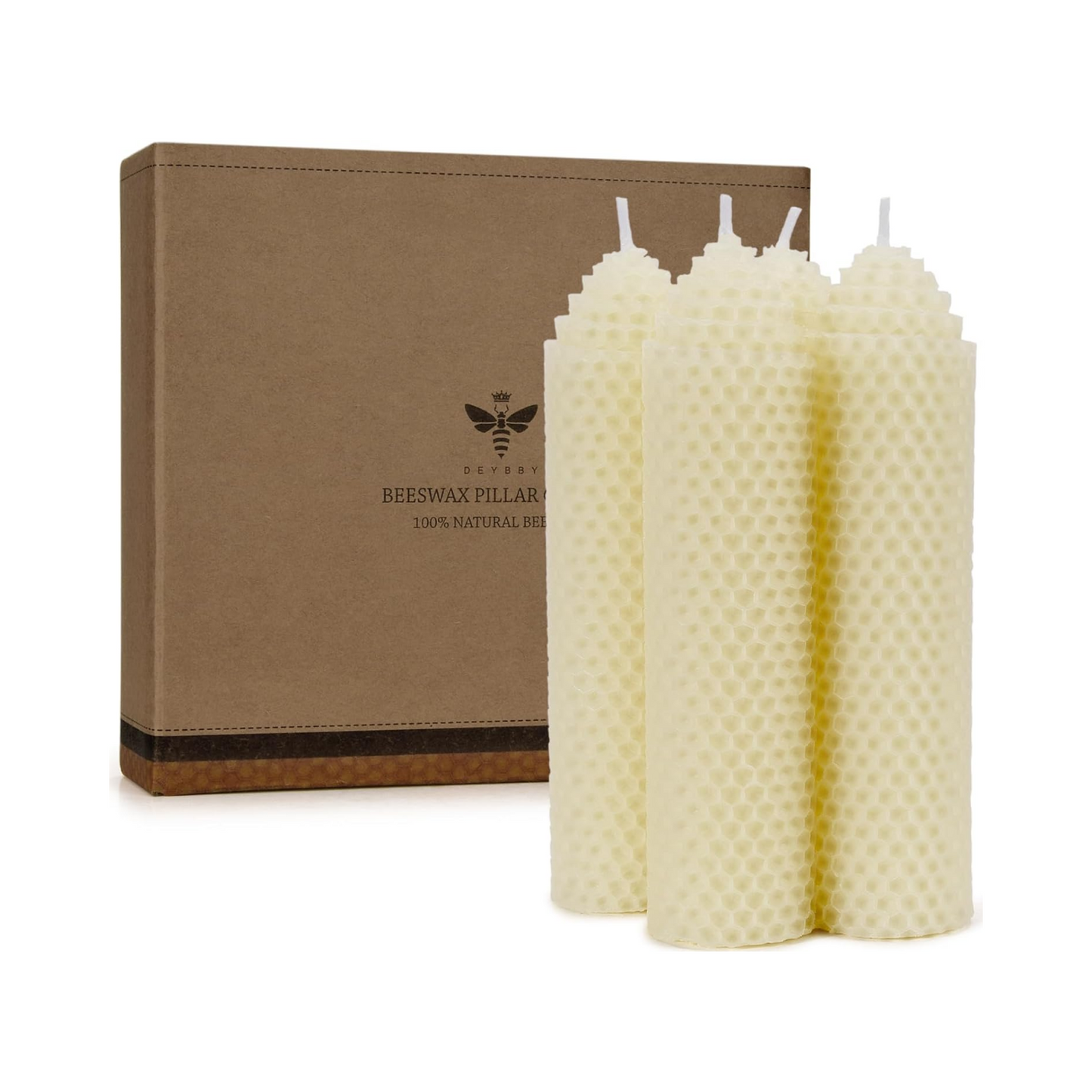 Beeswax Pillar Candles Set-Handmade Pure Beeswax Rolled Candles