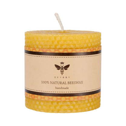 Beeswax Pillar Candles Set - Handmade Pure Beeswax Rolled Candles