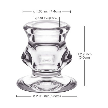 Clear Glass Candlestick Holders, Set of 12 Taper Candle Holders for Wedding, Decoration and Dinning