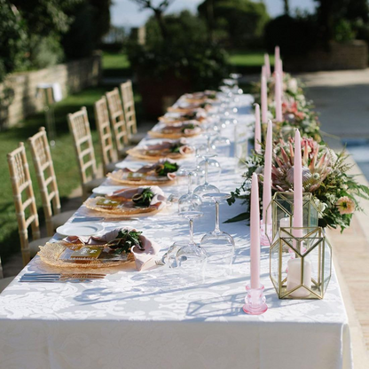 Pink Glass Candlestick Holders, Set of 4 Taper Candle Holders for Wedding, Decoration and Dinning