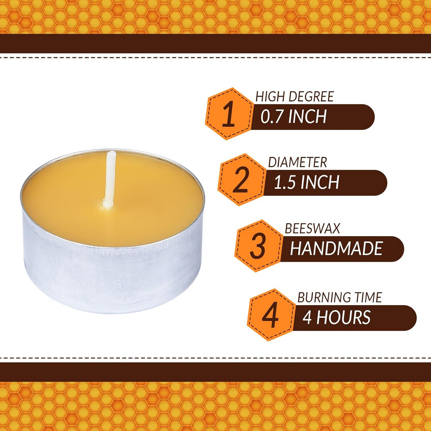 Natural Beeswax Tea Candles, DEYBBY 20 Pack Handmade Beeswax Candles in Aluminum Cup