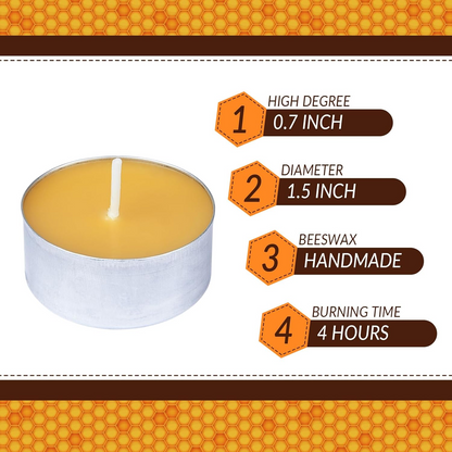 Natural Beeswax Tea Candles, DEYBBY 20 Pack Handmade Beeswax Candles in Aluminum Cup
