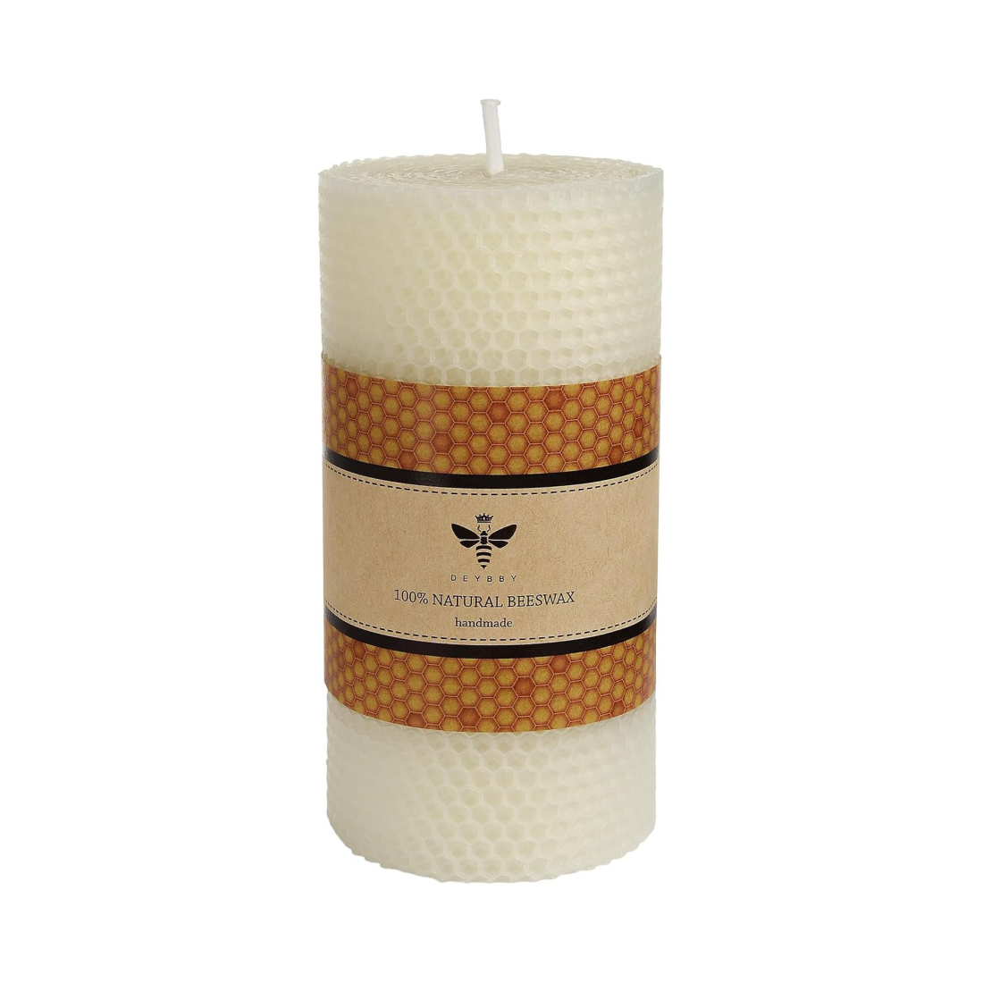 3" White Hand Rolled Beeswax Pillar Candle