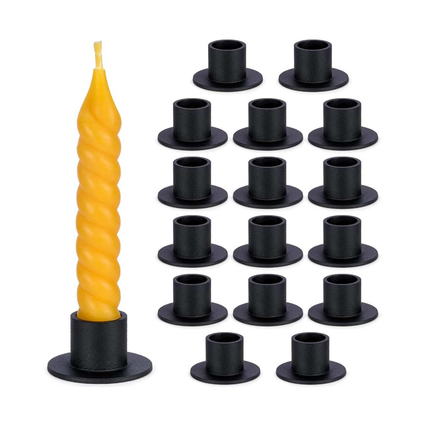 DEYBBY Black Metal Taper Candle Holders Set