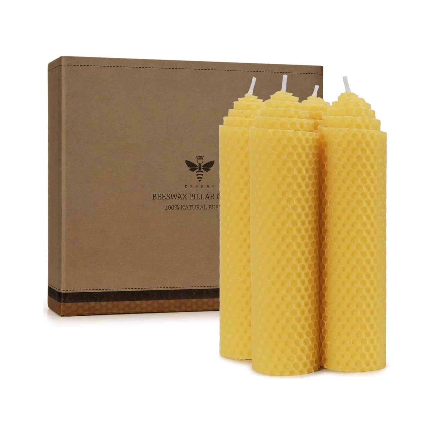 Beeswax Pillar Candles Set-Handmade Pure Beeswax Rolled Candles