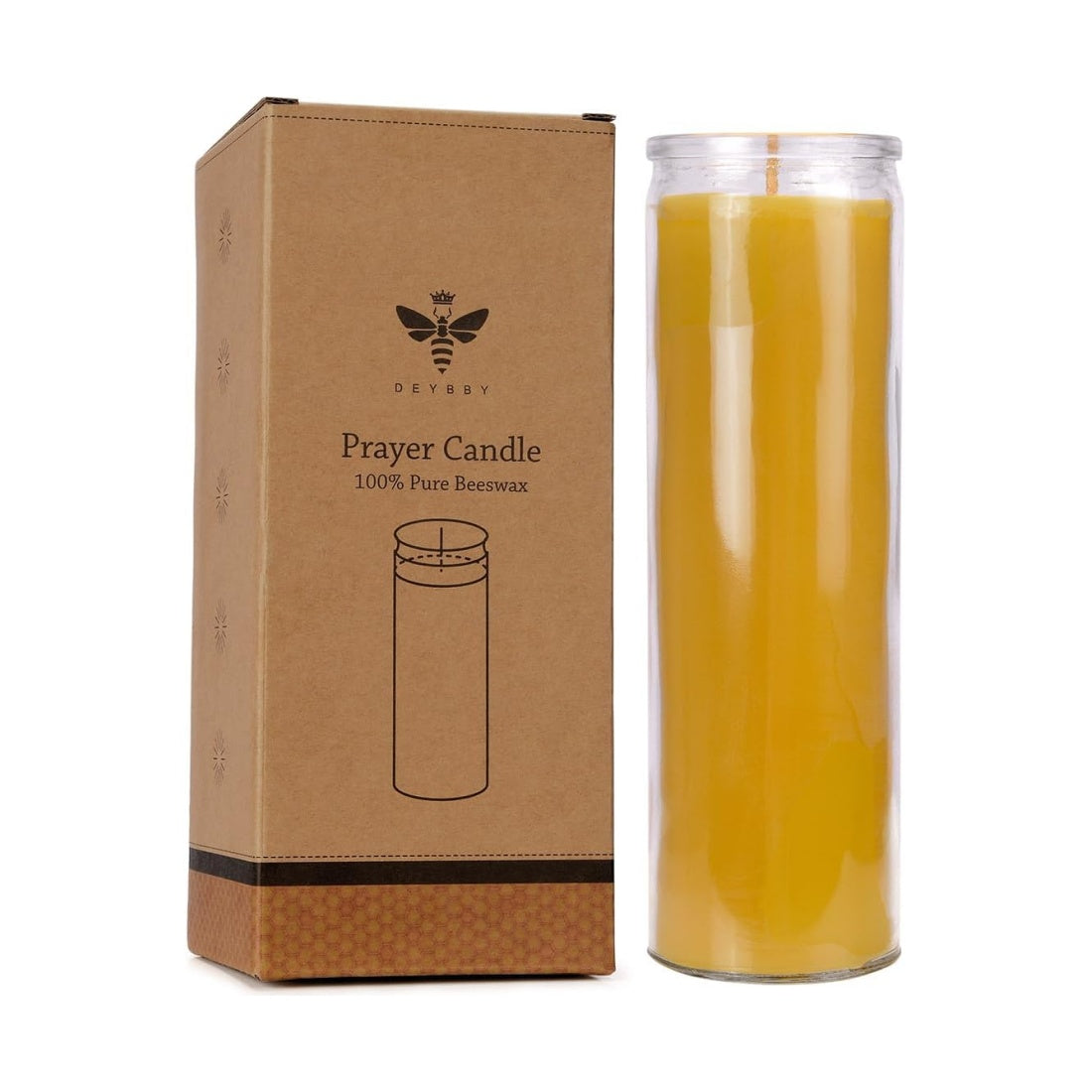7 Day Beeswax Yartzeit Candle-Kosher Yahrtzeit Memorial and Yom Kippur Candle in Glass Jar