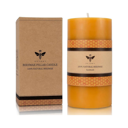 3'' Natural Beeswax Pillar Candle, Large Beeswax Candle for Home Spa Yoga