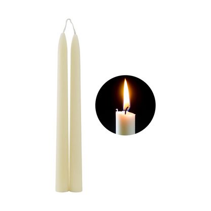 White Beeswax Taper Candles, Smokeless and Dripless