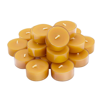 Natural Beeswax Tea Candles, DEYBBY Handmade Beeswax Candles in Clear Cup