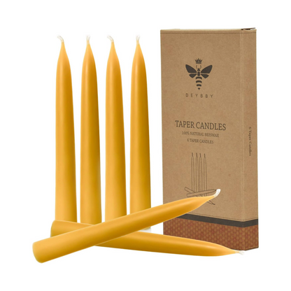Pure Beeswax Taper Candles Set, Natural