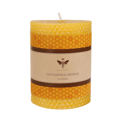 Beeswax Pillar Candles Set - Handmade Pure Beeswax Rolled Candles