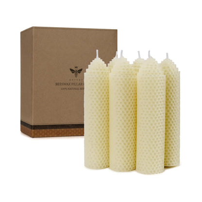 Beeswax Pillar Candles Set-Handmade Pure Beeswax Rolled Candles