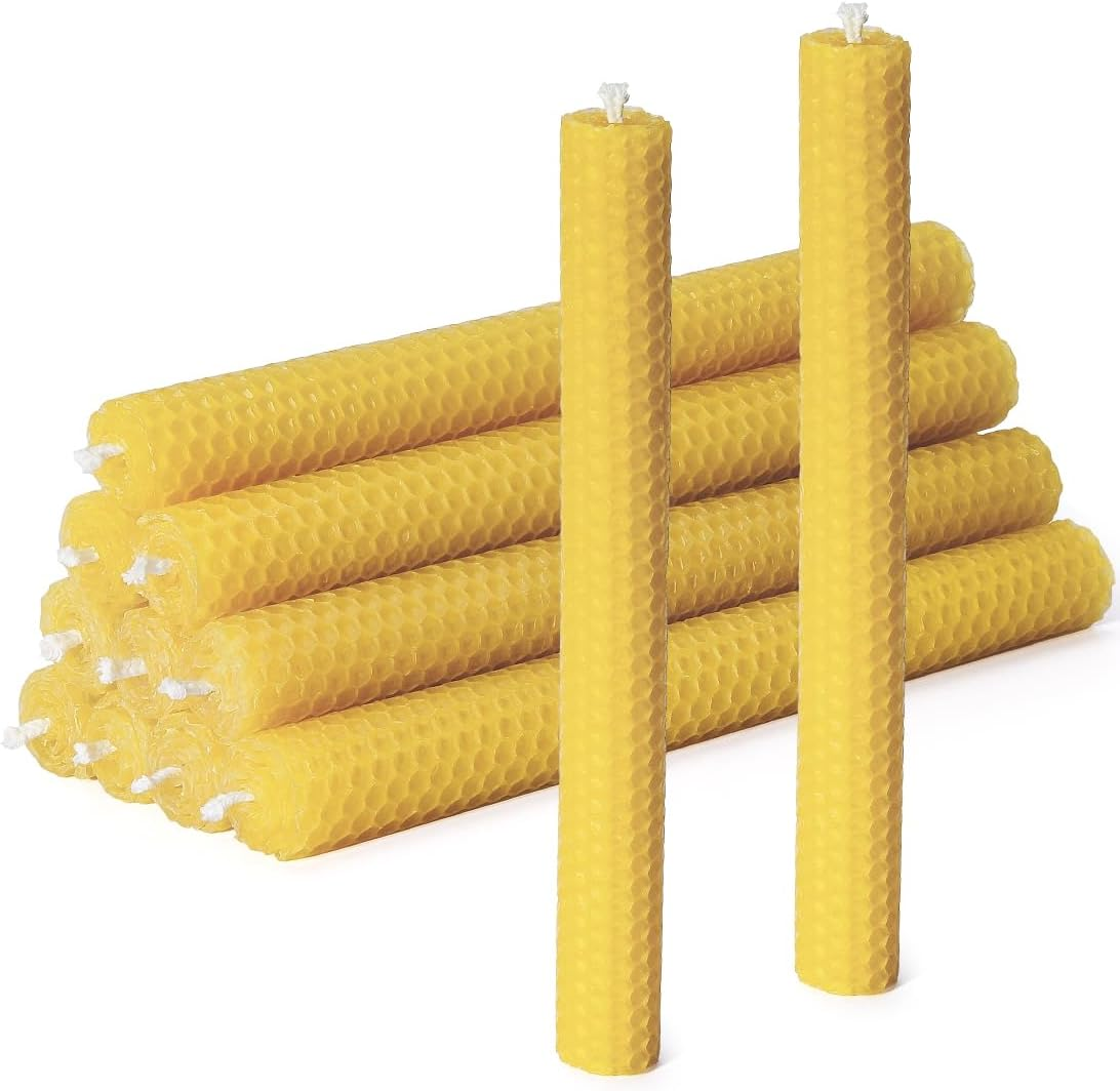 DEYBBY Handmade Beeswax Taper Candles, Dripless Wax Candles