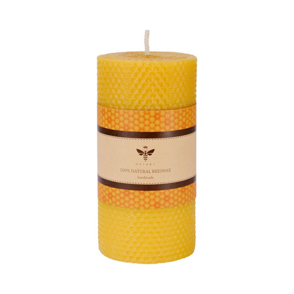 Beeswax Pillar Candles Set - Handmade Pure Beeswax Rolled Candles