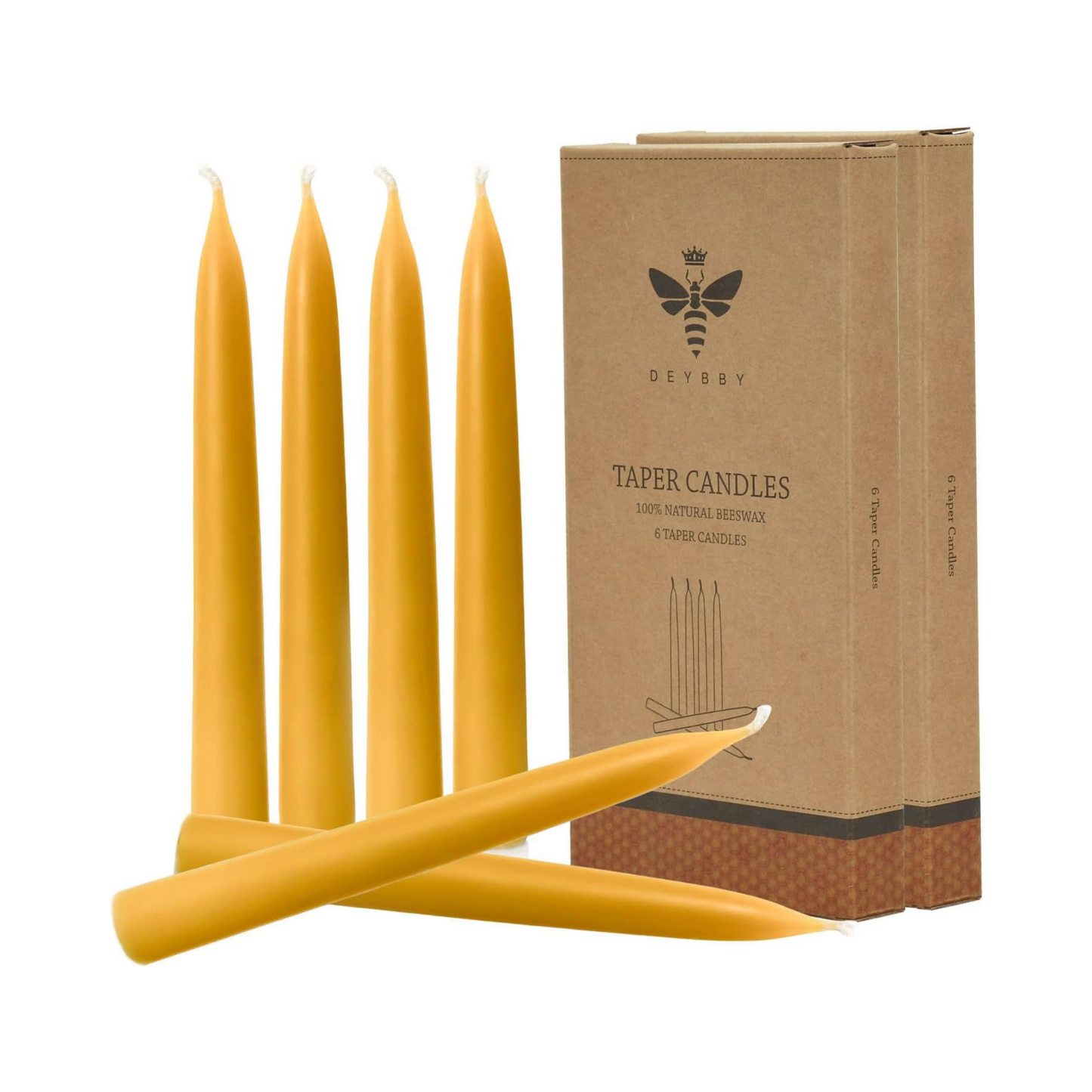 Pure Beeswax Taper Candles Set, Natural