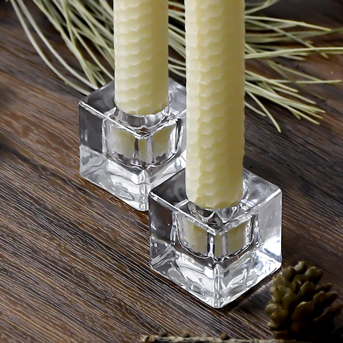 Glass Taper Candle Holders| 6pcs Clear Candlestick Holder|Small Glass Candle Holder