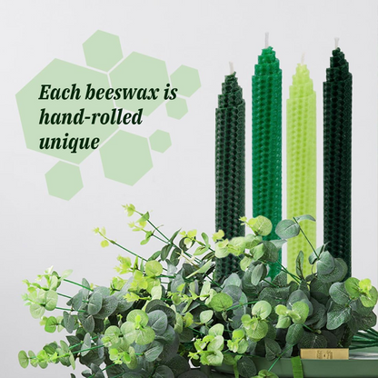 8" Hand-Rolled Beeswax Taper Candles 4 Pack
