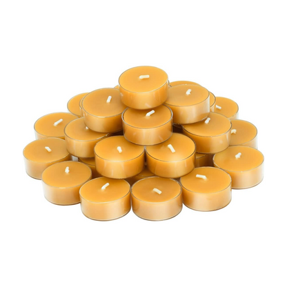 Natural Beeswax Tea Candles, DEYBBY Handmade Beeswax Candles in Clear Cup