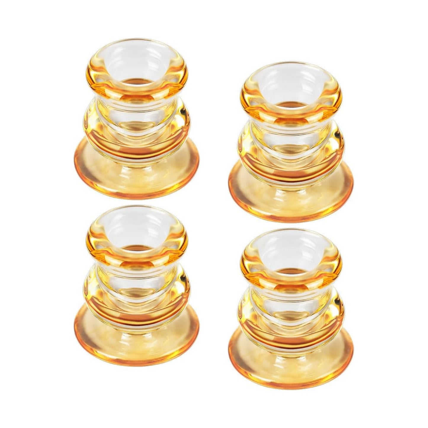 Amber Glass Candlestick Holders, Set of 4 Taper Candle Holders for Wedding, Decoration and Dinning