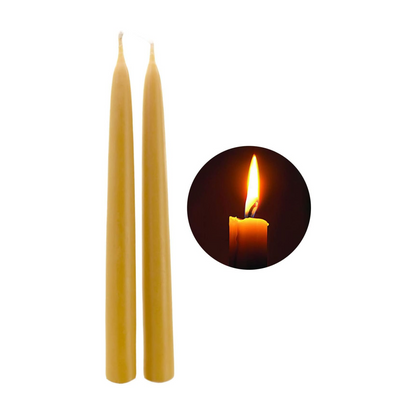 Pure Beeswax Taper Candles Set, Natural