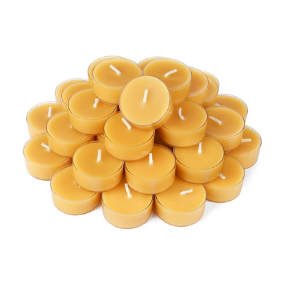Natural Beeswax Tea Candles, DEYBBY Handmade Beeswax Candles in Clear Cup
