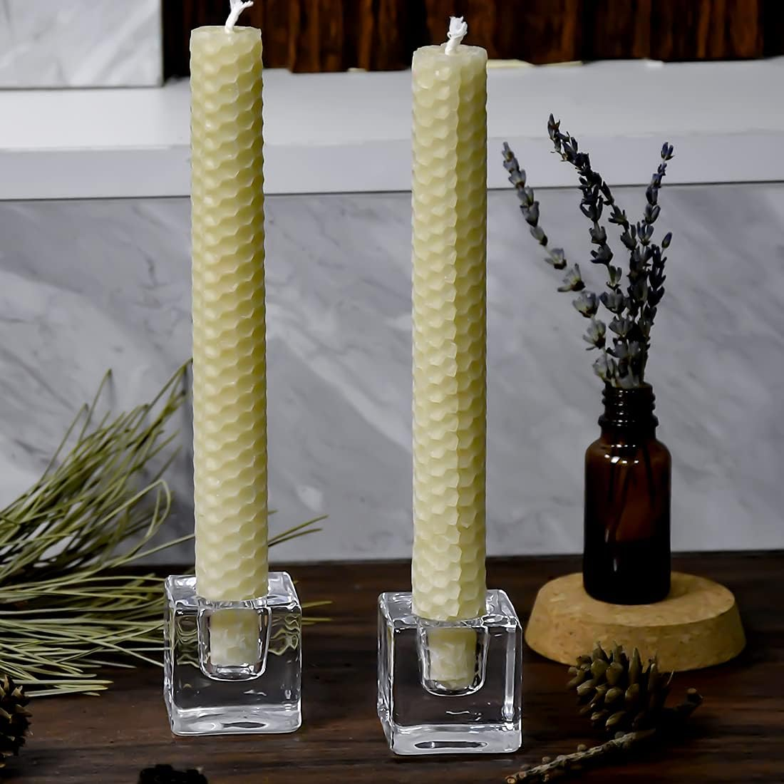 Glass Taper Candle Holders| 6pcs Clear Candlestick Holder|Small Glass Candle Holder