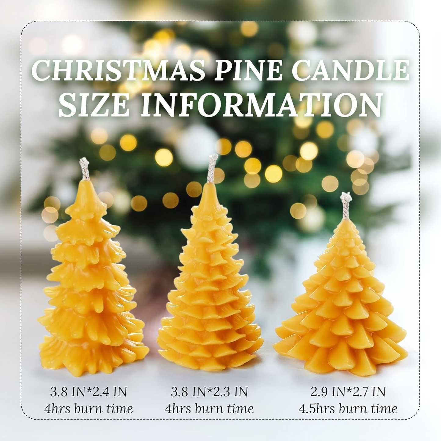 DEYBBY Christmas Tree Beeswax Candles, Xmas Tree Shaped Handmade Candles Set of 2 for Home Decor Party Bedroom Room Table Decorations(Small Pine)