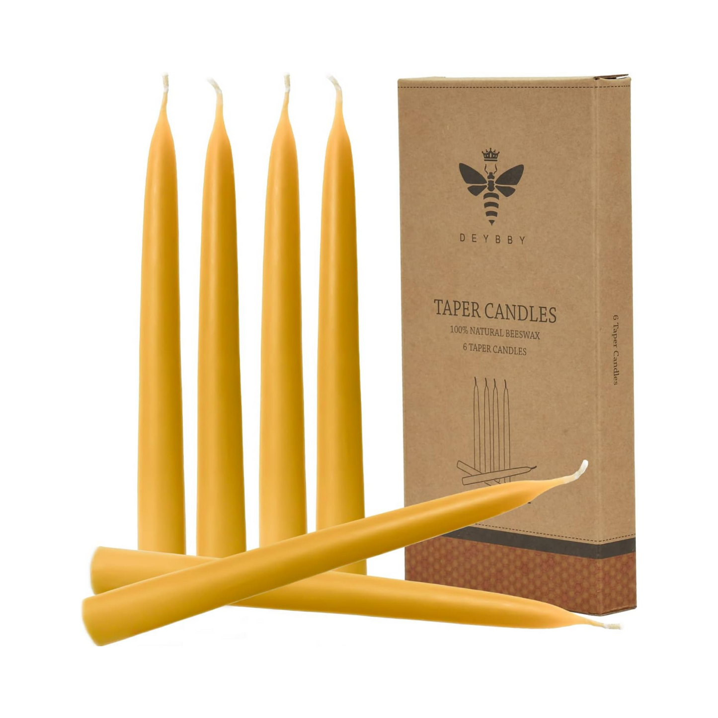 Pure Beeswax Taper Candles Set, Natural