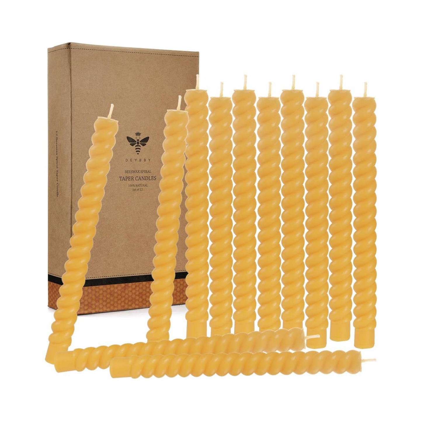 Natural Spiral Beeswax Candles Set, Dripless and Smokless