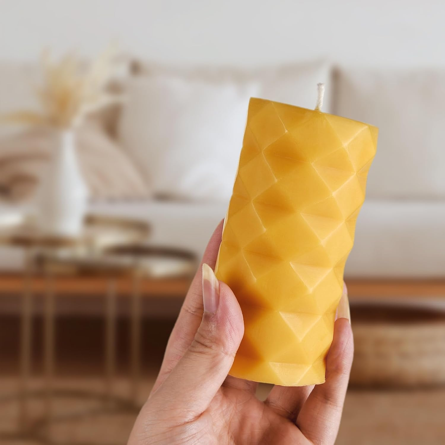 Natural Beeswax Pillar Candle