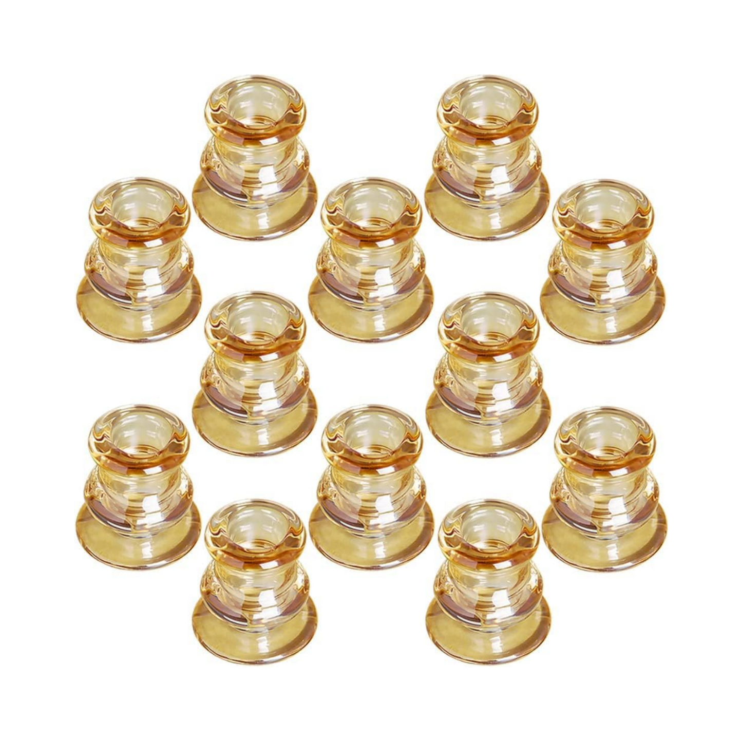 Amber Glass Candlestick Holders, Set of 2 Taper Candle Holders for Wedding, Decoration and Dinning