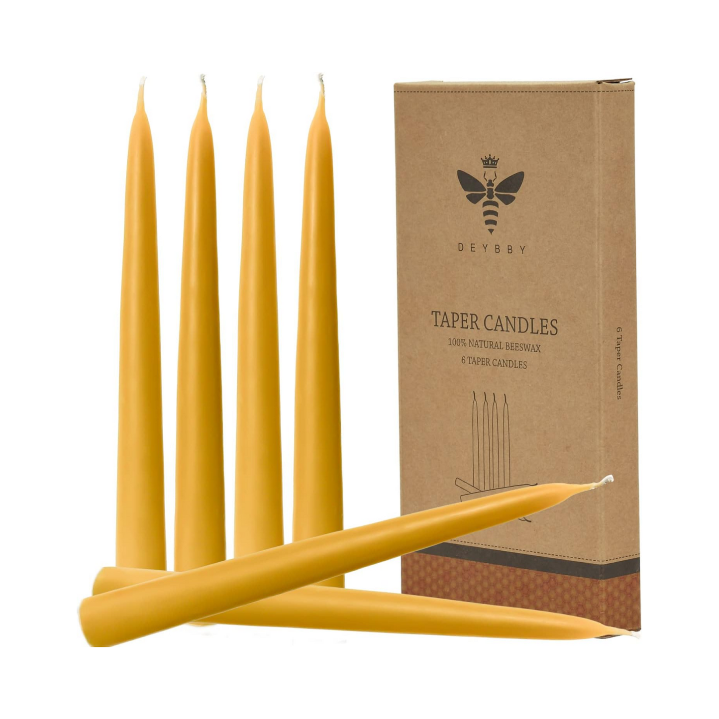 Pure Beeswax Taper Candles Set, Natural